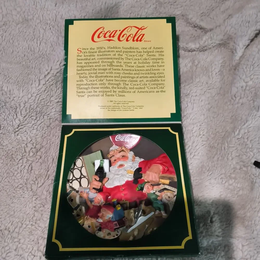 Vintage 1994 Santa Coca Cola Workshop Hand Crafted Franklin Mint Plate